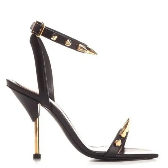 Alexander McQueen Black Heels with Gold Spikes